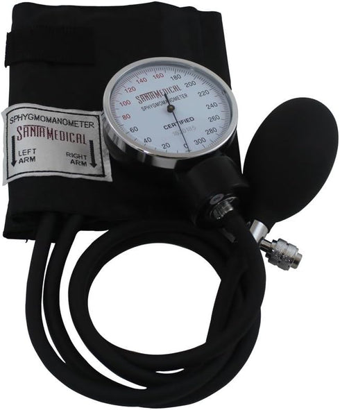 Santamedical Adult Deluxe Aneroid Sphygmomanometer with Stethoscope, Cuff and Carrying case Black