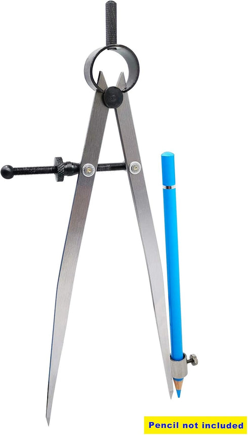 ZLKSKER 8 inch Professional Spring Wing Divider/Scriber, All Metal Leather Work, Woodworking Compass with Pencil Holder