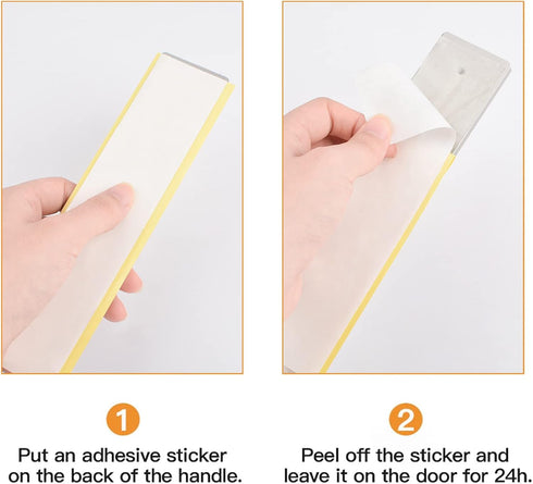 18CM Self-Stick Rectangular Sliding Door Pulls, 2pcs Brushed Steel Aluminum Alloy Flush Pull Handles