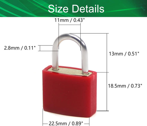 Yinpecly 22.5mm Padlock Body, ABS Shell, Keyed Alike Zinc Alloy Lock for Home, Suitcases, Toolbox, Red 1PCS