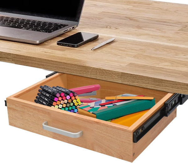 Upgrade Wood Under Desk Drawer, Sliding Pull-out Storage Organizer, Hidden Desktop Organizer for Office Desks and Tables