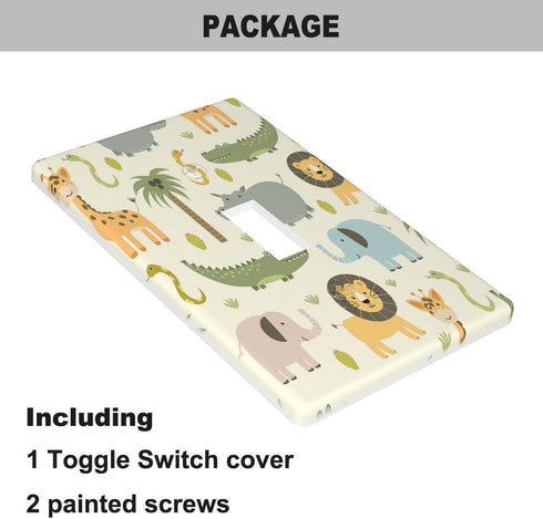 Cartoon Animal Light Switch Cover with Hippo, Crocodile, Lion, Elephant, Giraffe for Boys Girls Room Nursery