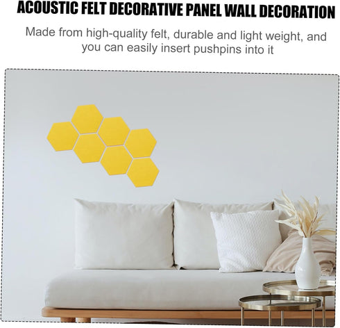 MAGICLULU 12 Pcs Felt Backdrop Wall Sticker Pin Board for Notice Boards for Home Felt Wall Tiles Black Cork Board Black Letter Board Bee Decor Self-adhesive Memo Board Yellow Ceramic Tile 3D by MAGICLULU