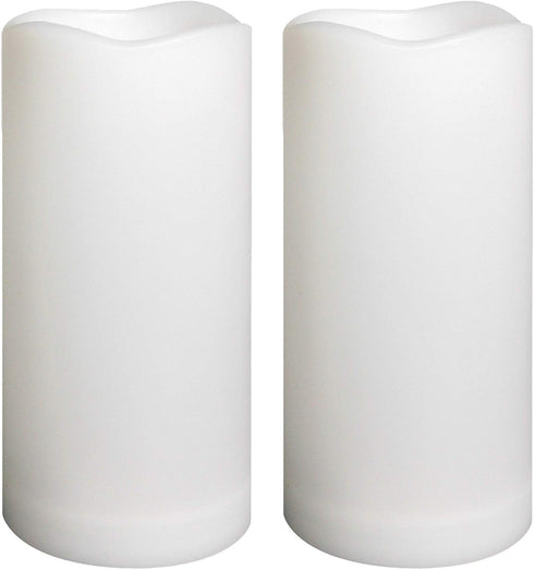 Waterproof Outdoor Flameless Pillar Candles, 2 Pack, 3 x 6 , Battery Operated Electric LED Candle Set with Timer for