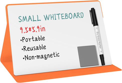 Portable Small White Board, Reusable Dry Erase Board with Stand, Desktop Whiteboard for Office Meeting Business Home 9"