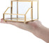Hipiwe Glass Business Card Holder Stand with Pen/Pencil Organizer, Gold Business Name Cards Display Holder for Home