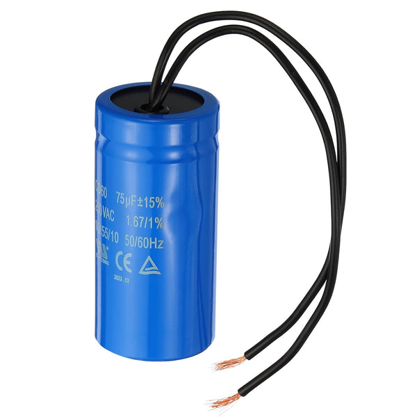 PATIKIL CD60 Run Capacitor, 75uF 250VAC, 2 Wires, 50/60Hz for Air Compressor Motor Starting
