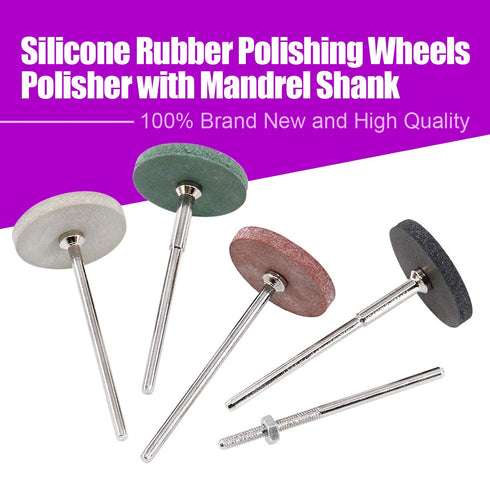 Swpeet 52Pcs Polishing Wheels Kit - 40Pcs Mixed Colors Silicone Rubber Polishing Wheels + 12 Mandrel Shank for Rotary