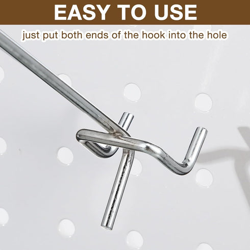 Shimeyao 100 Pcs Stainless Steel Pegboard Hooks, 12 Inch Display Hook for 1/8 1/4 Pegboard Storage Organizer