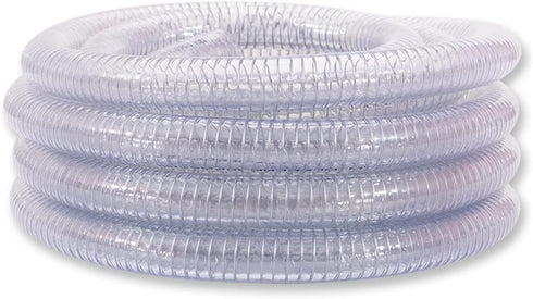 DAVCO 3/8" ID x 10 ft PVC Reinforced Tubing With Spiral Steel Wire, High Pressure Flexible Vinyl Hose Heavy Duty Clear Suction Tube,Non-Toxic, Vacuum Dust Collection Pipe by DAVCO