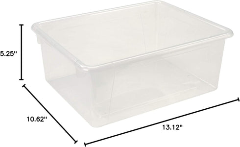 Storex 5-Pack Letter Size Deep Storage Tray – Unbreakable Clear Organizer Bin for Classroom, Office, Home