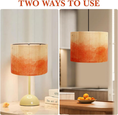Bulb European Watercolor Lampshade Gradient Bamboo Lamp Shades Clip On Light Cover, for Chandelier Indoor Lampshade