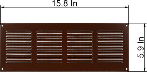 Vent Systems 16" x 6'' Inch Brown Air Vent Cover, Metal Air Return Grill with Pest Guard Screen