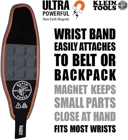 Klein Tools 55895 Magnetic Wristband, Tradesman Pro Tool Wristband for Wire Connectors, Screws, and Drill Bits