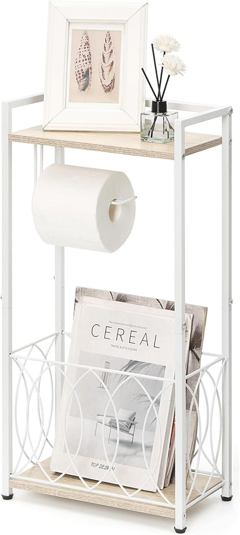 SunnyPoint Classic Space Saving Freestanding Toilet Paper Holder with Storage Shelf Bathroom