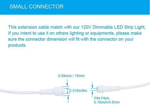 Waterproof Extension Cable, IP65 LED Connector Cable 2 Pin Female and Male, Length 6.7 inch, 2 Pair