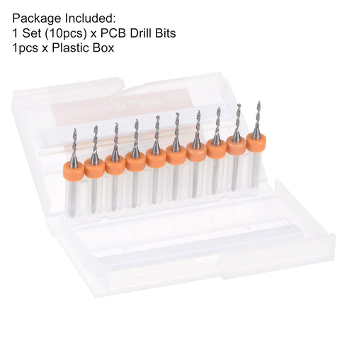 uxcell Micro PCB Drill Bit Set, 10pcs 1/8" Shank 1.45mm Solid Tungsten Carbide CNC Engraving Bits