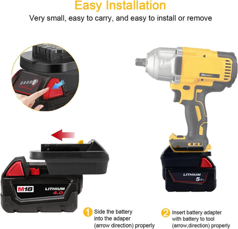 MIL18DL Battery Adapter Converter for Milwaukee to Dewalt Battery, for Milwaukee M18 18V Lithium Battery Convert to
