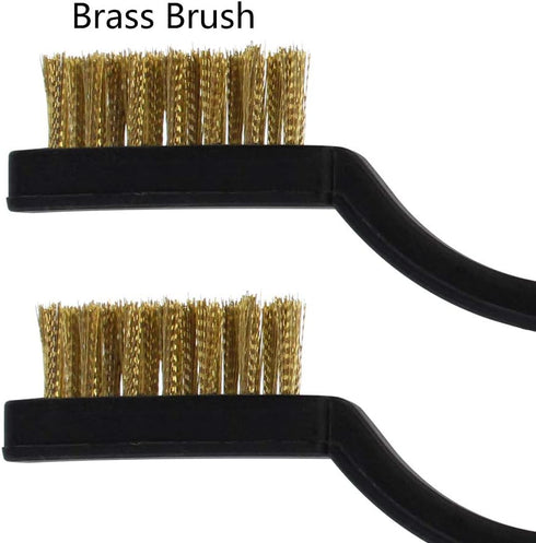 15 Pcs Mini Brass Wire Brush Set for Cleaning, Welding Slag Rust, Curved Handle Brushes