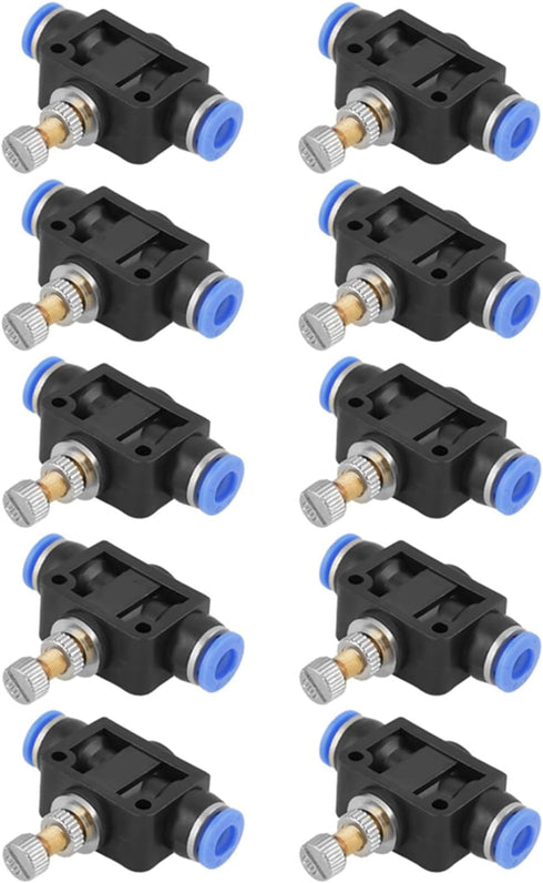 10pcs Air Flow Control Valve, 6mm Tube OD Pneumatic Air Flow Control Valve Connector with Quick Connect Fitting