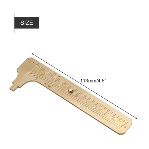 Double Scale Vernier Calipers: Brass Sliding Gauge for Measuring Jewelry (100mm)