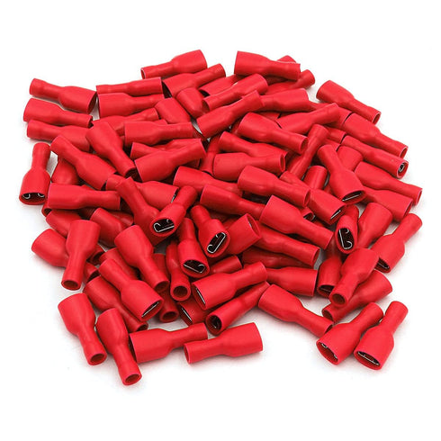 Baomain 0.187" Red Female Insulated Spade Wire Connector, Electrical Crimp Terminal 22-16 AWG (200PCS)