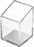 OfficeGoods Acrylic Pen & Pencil Holder - Modern Desk Organizer with Trapezoid Design - Silver Contrasting Metal Base