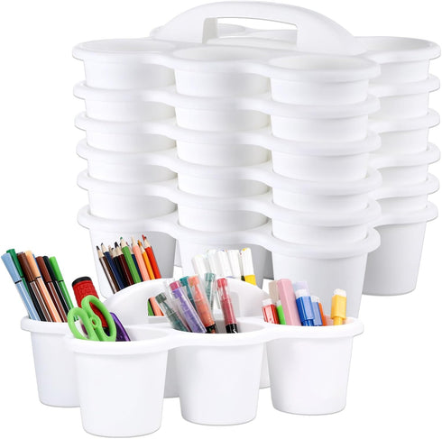 6 Pack Classroom Caddy with Handle Plastic Storage Caddy Organizer with 6