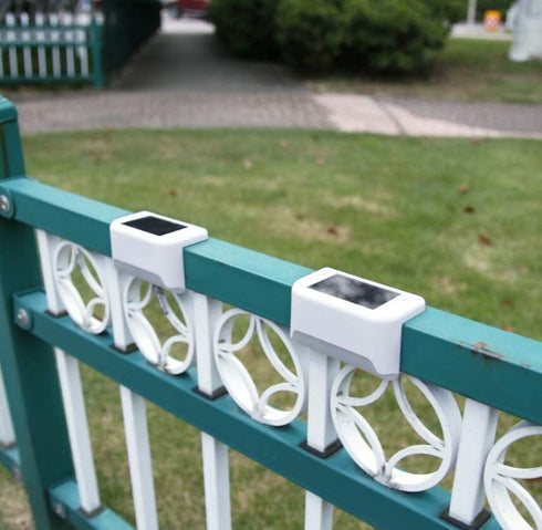 1 4 Pack Solar Powered Step Lights for Outdoor Stairs, Railing, Fence Post, Pathway, Yard, Patio - LED, White
