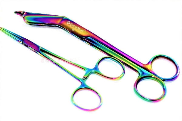 GERMAN STAINLESS NURSES DOCTOR LISTER BANDAGE SCISSORS 7.25" + HEMOSTAT FORCEPS STRAIGHT