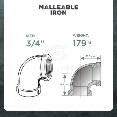 HNOM0034 Galvanized Malleable Pipe Fitting, 0.75 Inch