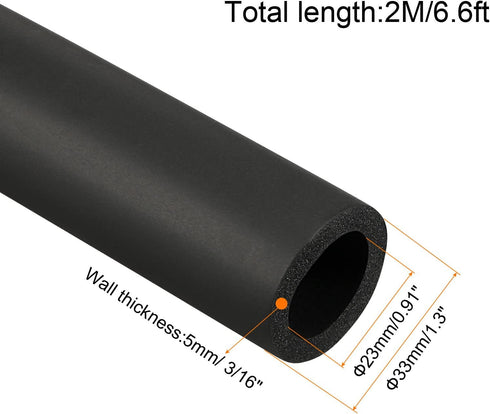 MECCANIXITY Pipe Insulation Foam Tube Lagging Insulation Pipe 23mm ID 33mm OD 6.6ft Heat Preservation for Handle Grip Support