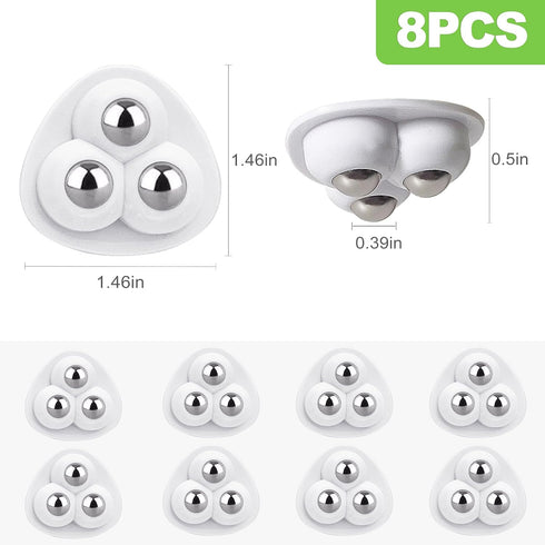 CeroDimo 8 360 PCS Self Adhesive Caster Wheels for Kitchen Appliances, Swivel Universal Mini Rollers for Small