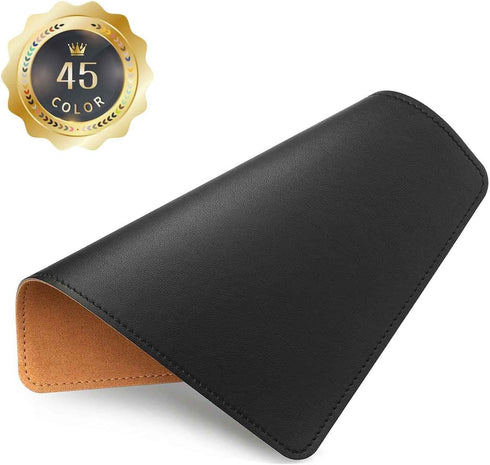 Mouse Pad, PU Leather Mouse Pad with Stitched Edge, Non-Slip Waterproof Micro-Fiber Base, 8x11 Inch (Black)