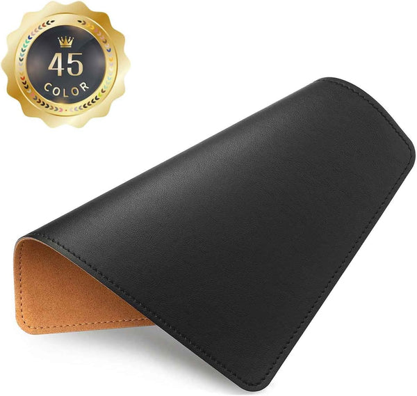 Mouse Pad, PU Leather Mouse Pad with Stitched Edge, Non-Slip Waterproof Micro-Fiber Base, 8x11 Inch (Black)