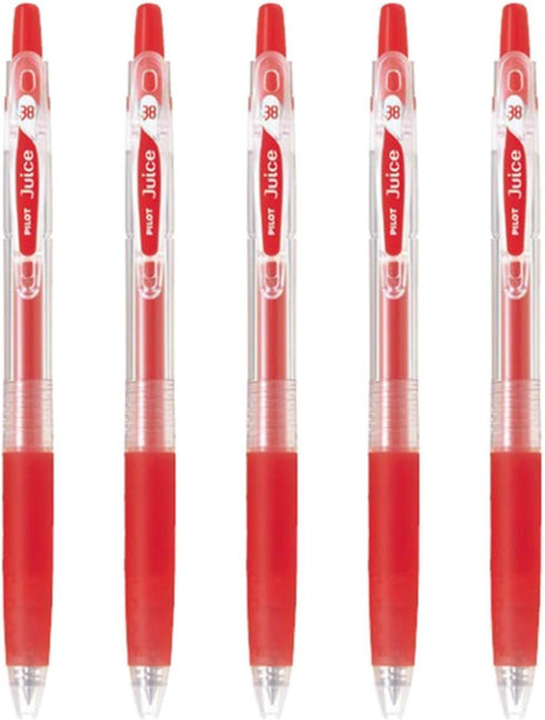 Pilot Juice 038 Retractable Gel Ink Pen (LJU-10UF), Ultra Fine Point, 0.38mm, Red Ink, Set of 5 by PILOT