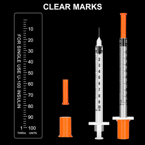 40 Pack 1ml Syringes with Needle-30Ga 0.5 Inch, Individually Sealed Packaging