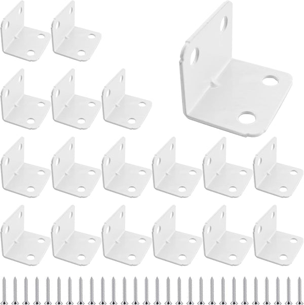bociloy 24PCS White Stainless Steel 90 Degree Right Angle Bracket, 0.9x1.24(23x31.5mm) L Shape