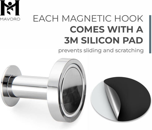 Mavoro Strong Magnetic Hooks, Set of 2, Heavy Duty Chrome Magnet Hooks with Neodymium 52 Rare Earth Magnets