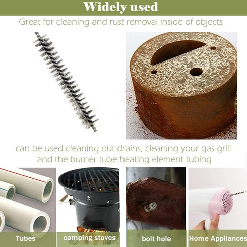 0.5" 12" 5pcs Utoolmart Wire Tube Brushes, Stainless Steel Spiral Power Bottle Brush, Long-Handle Bristle Pipe Cleaning
