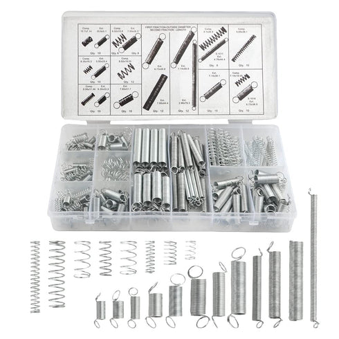 200Pcs Zinc Plated Steel Coil Spring Wire Assortment Kit for Extension and Compression Repair Tools
