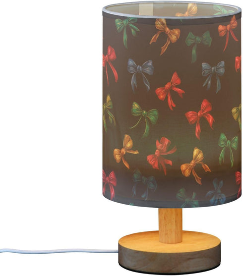ALAZA Bedside Table Lamp for Bedroom Colorful Bows Nightstand LED Light Lamps with USB Port Linen Fabric Shade Table