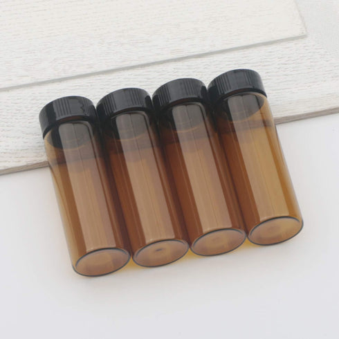 JIUWU 24 Pack 30ml (1 Oz) Brown Glass Sample Vials Liquid Bottles Lab Screwcap Capacity Travel Container