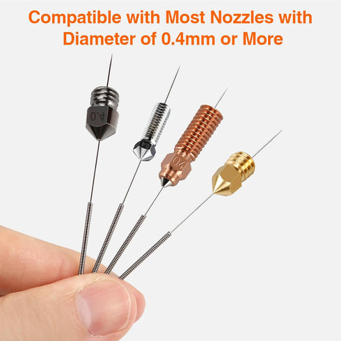 FEUNLEM 0.4mm 3D Nozzle 60PCS 3/MK8/V6, Nozzle Printer Cleaning Kit - Stainless Steel Anti-Clog Needles, Heat-Resistant