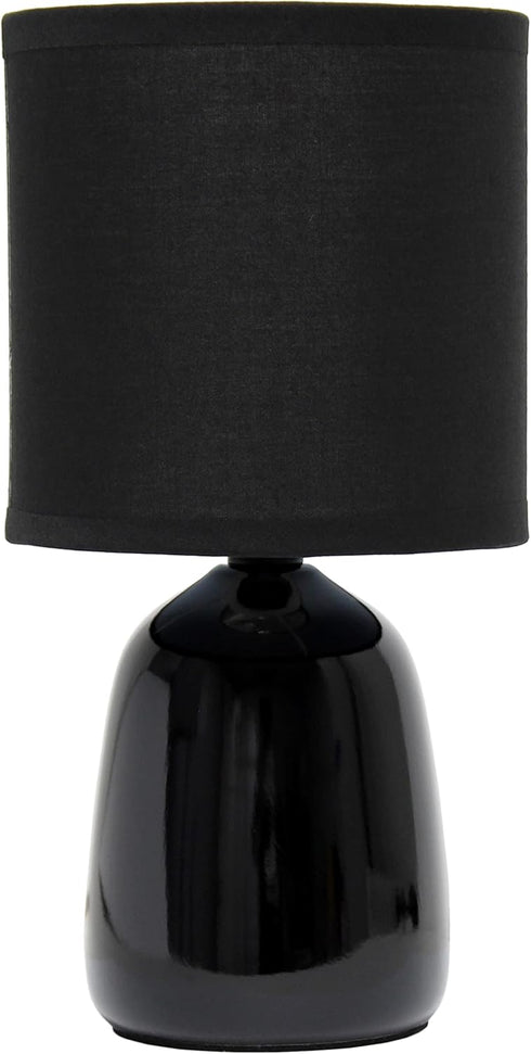 Simple Designs LT1134-BLK 10.04" Tall Traditional Ceramic Bedside Table Lamp with Matching Fabric Shade
