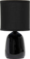 Simple Designs LT1134-BLK 10.04" Tall Traditional Ceramic Bedside Table Lamp with Matching Fabric Shade