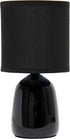 Simple Designs LT1134-BLK 10.04" Tall Traditional Ceramic Bedside Table Lamp with Matching Fabric Shade