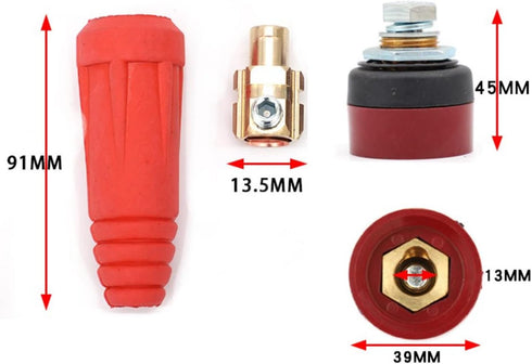 Welding Welding Cable Joint Quick Connector DKJ Series European Style Welding Cable Quick Connector Male Plug and Panel Socket Quick Fitting Adapter (DKJ35-50 Red)