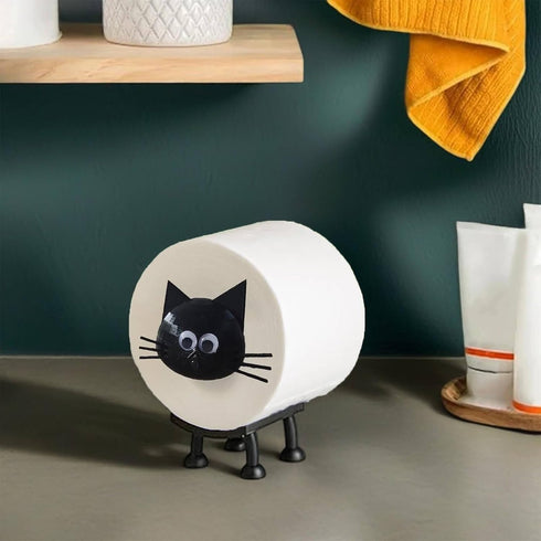 Artvita 3D Cat Toilet Paper Holder - Funny Animal Paper Towel Holder for Bathroom Decor, Self Standing Unique Printed