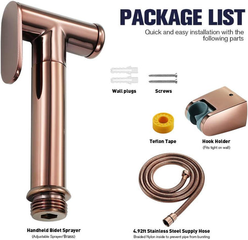 ZLOCYIVHE Set Handheld Bidet Sprayer for Toilet Cloth Diaper Sprayer Brass Rose Gold Portable Cloth Diaper Wash Shower